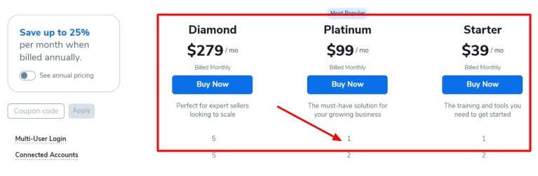 Helium 10 platinum plan user limit